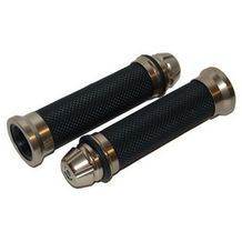 handvatset met stuurbalansgewicht leder look conisch zwart / aluminium DMP