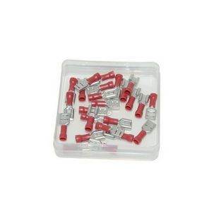 kabelstekker plat vrouw 6.3mm rood 25pcs